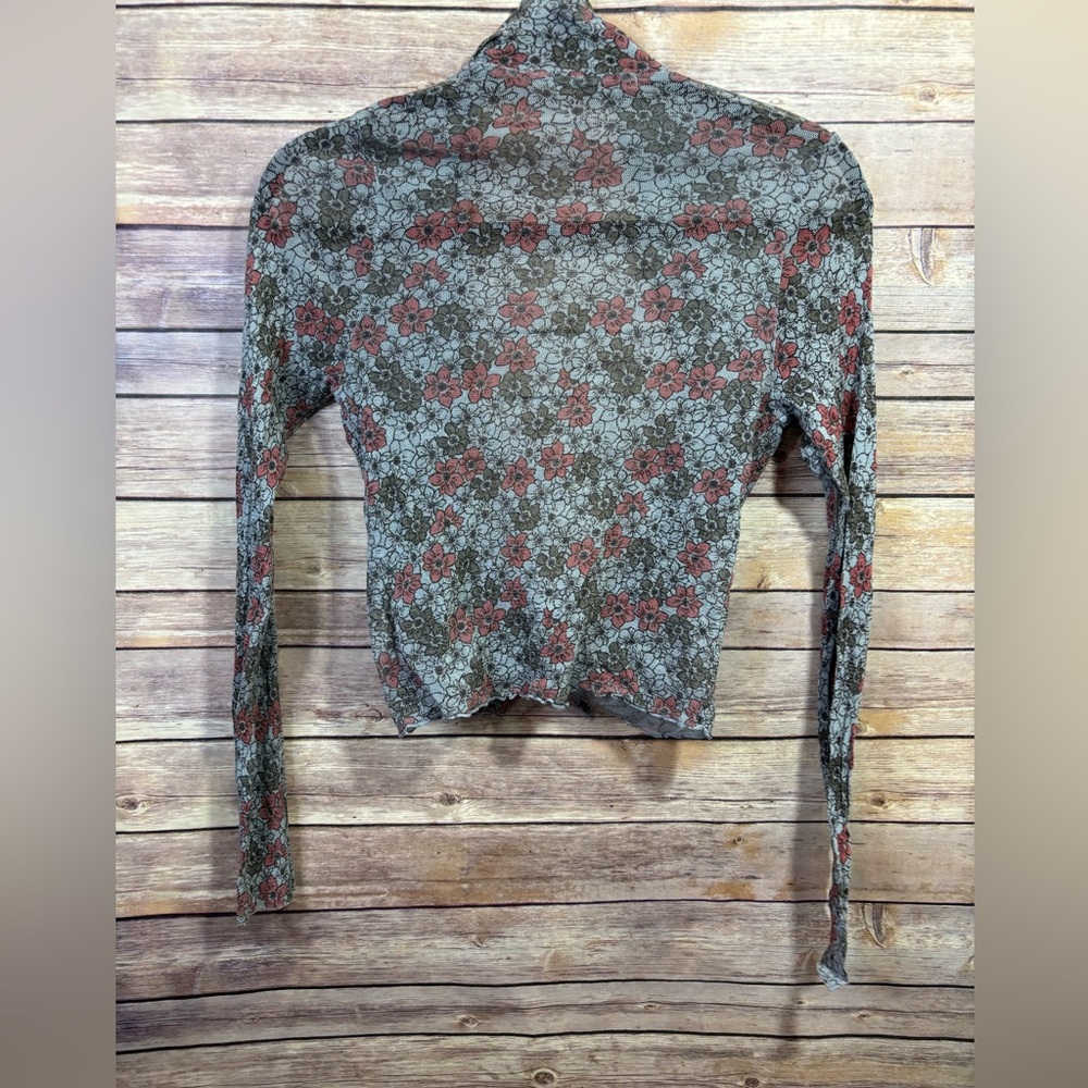 Cut Loose San Francisco Floral Mesh Long Sleeve Cardigan Topper Women's Size M - Picture 4 of 4